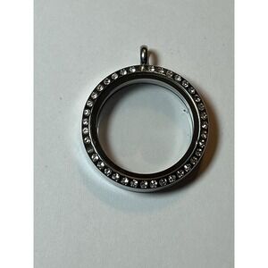 ORIGAMI OWL LARGE Silver Magnetic Living Locket w/ Crystals Missing 1 Stone